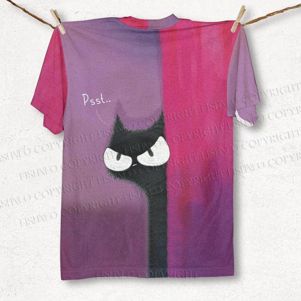 Unisex Psst Cat Printed Classic T-shirt