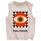 Unisex Geometric Art Eyes Printed Washed Tank Top