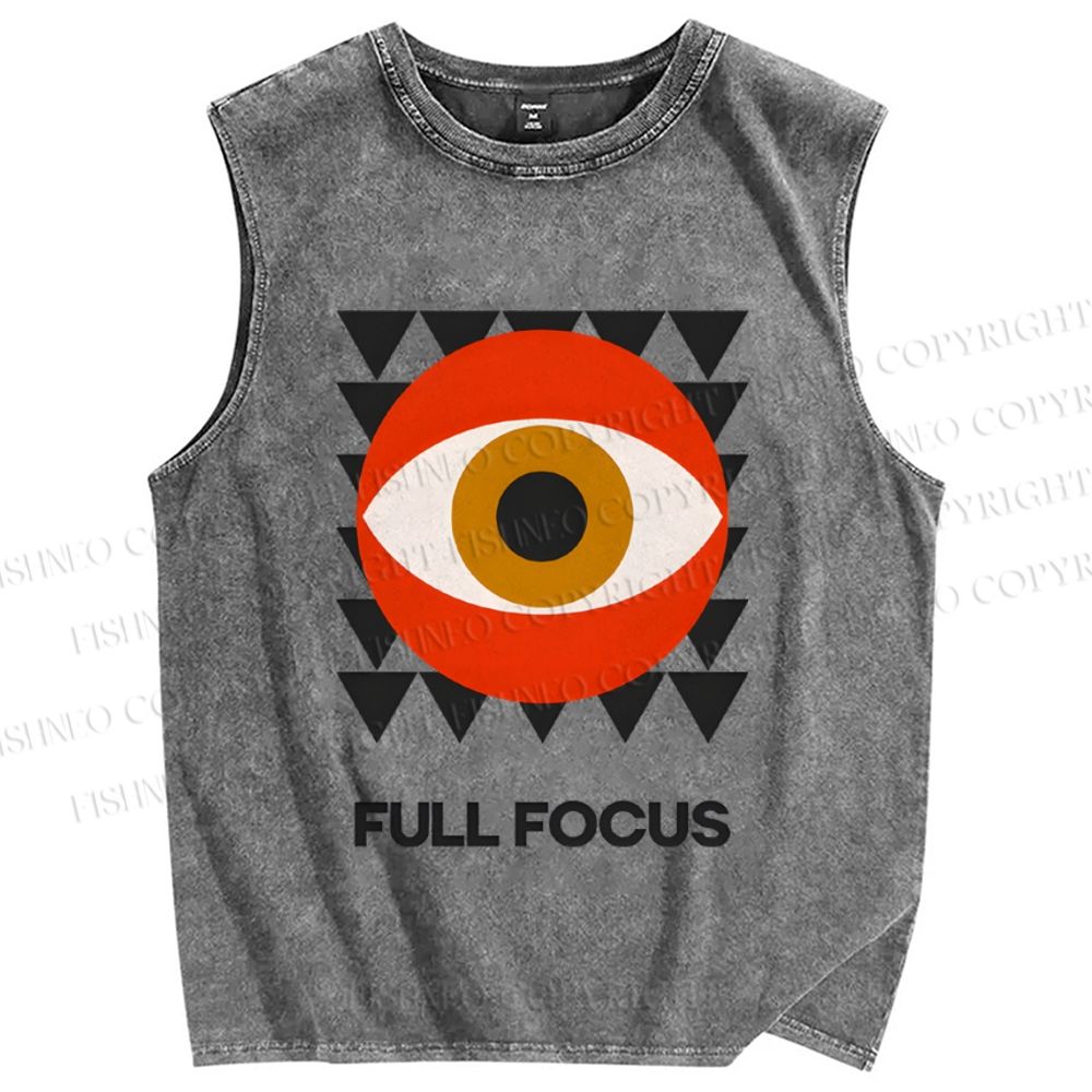 Unisex Geometric Art Eyes Printed Washed Tank Top