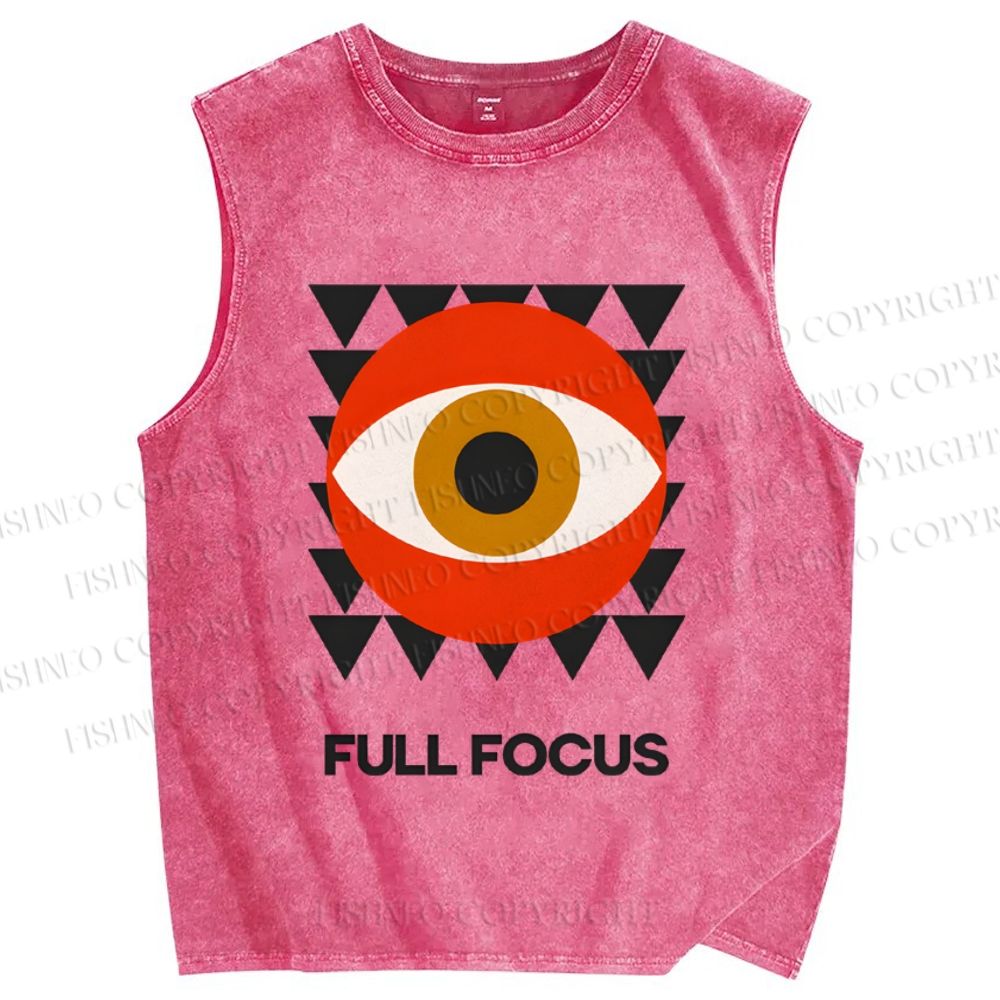 Unisex Geometric Art Eyes Printed Washed Tank Top