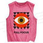 Unisex Geometric Art Eyes Printed Washed Tank Top