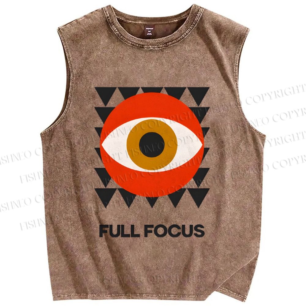 Unisex Geometric Art Eyes Printed Washed Tank Top