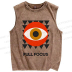 Unisex Geometric Art Eyes Printed Washed Tank Top