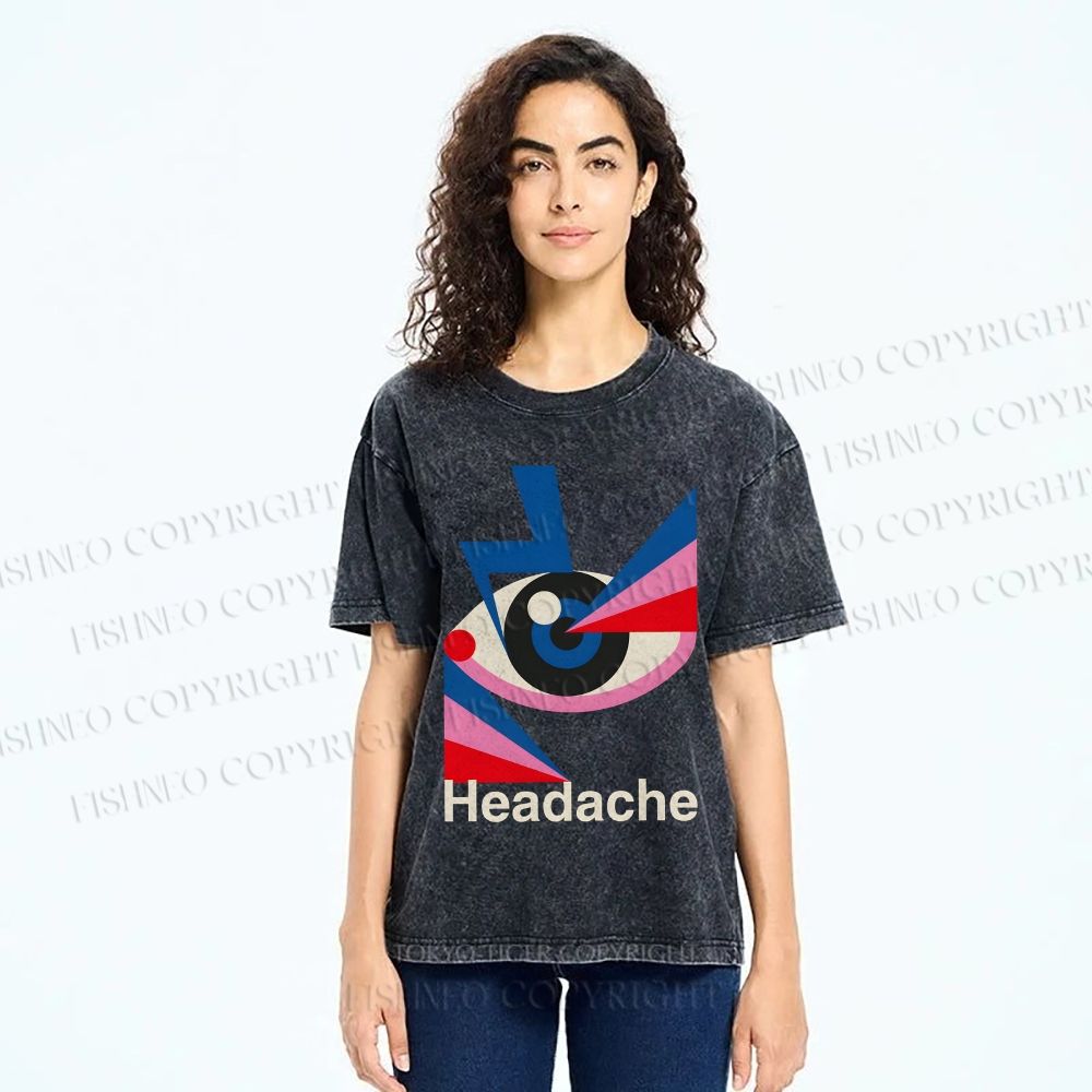 Unisex Geometric Art Eyes Printed Washed Tee