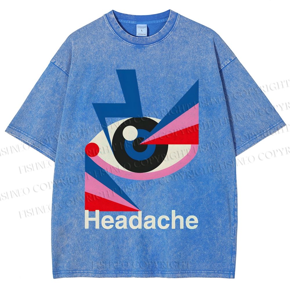 Unisex Geometric Art Eyes Printed Washed Tee