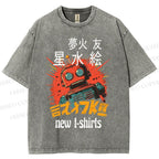Unisex Vintage Robot Printed Washed Tee