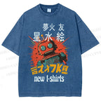 Unisex Vintage Robot Printed Washed Tee
