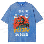 Unisex Vintage Robot Printed Washed Tee