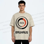 Unisex Bauhaus Geometric Circle Printed Washed Tee