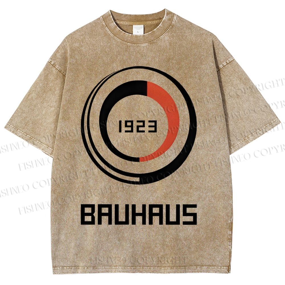 Unisex Bauhaus Geometric Circle Printed Washed Tee