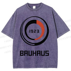 Unisex Bauhaus Geometric Circle Printed Washed Tee