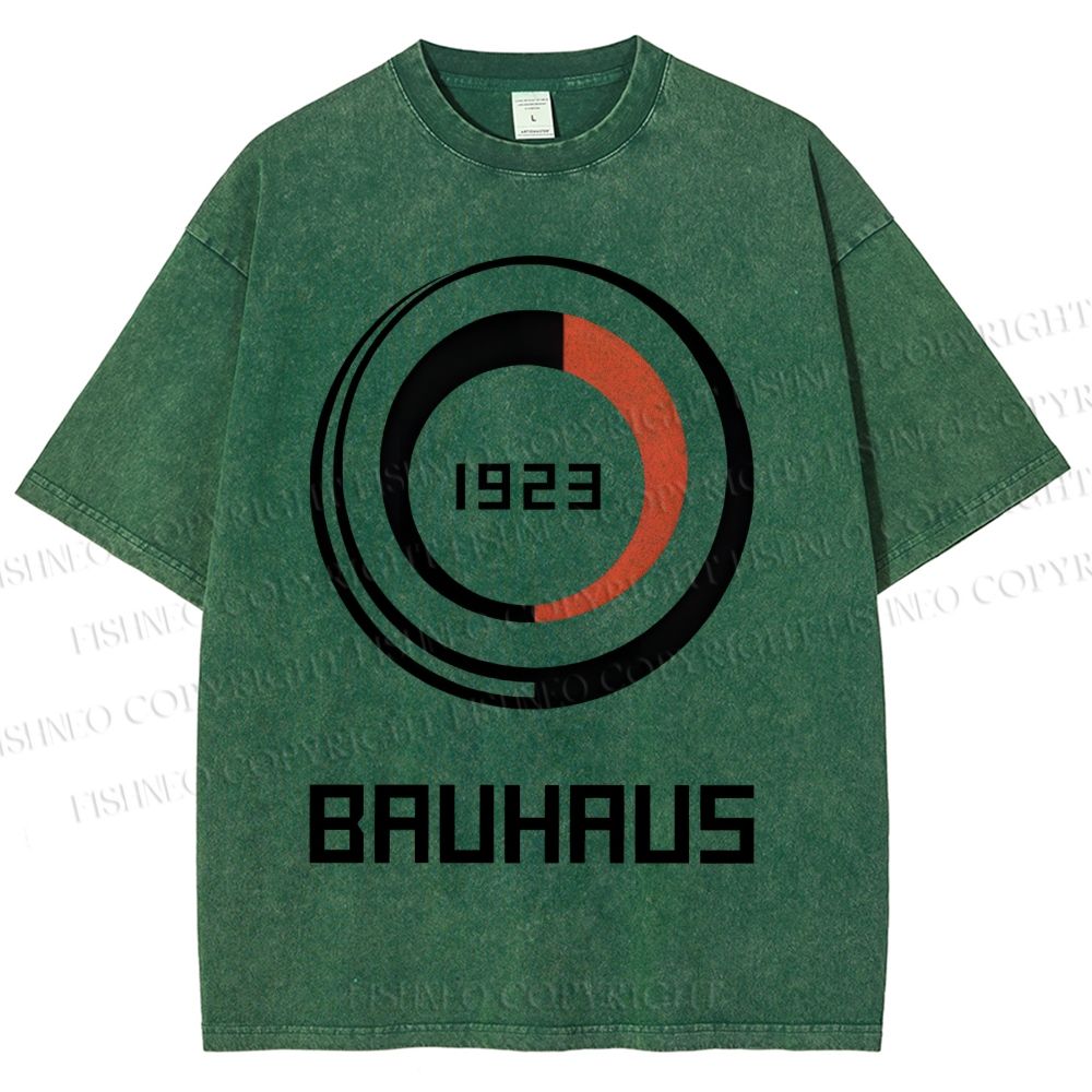 Unisex Bauhaus Geometric Circle Printed Washed Tee