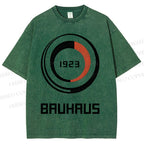 Unisex Bauhaus Geometric Circle Printed Washed Tee