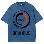 Unisex Bauhaus Geometric Circle Printed Washed Tee