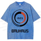 Unisex Bauhaus Geometric Circle Printed Washed Tee