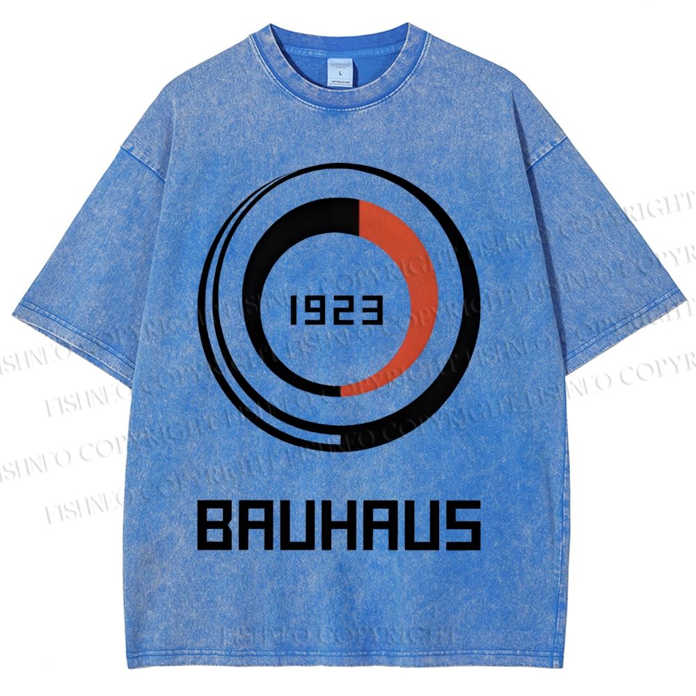 Unisex Bauhaus Geometric Circle Printed Washed Tee