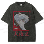 Unisex Inuyasha Printed Washed Tee