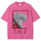 Unisex Inuyasha Printed Washed Tee