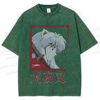 Unisex Inuyasha Printed Washed Tee