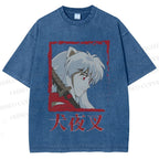 Unisex Inuyasha Printed Washed Tee