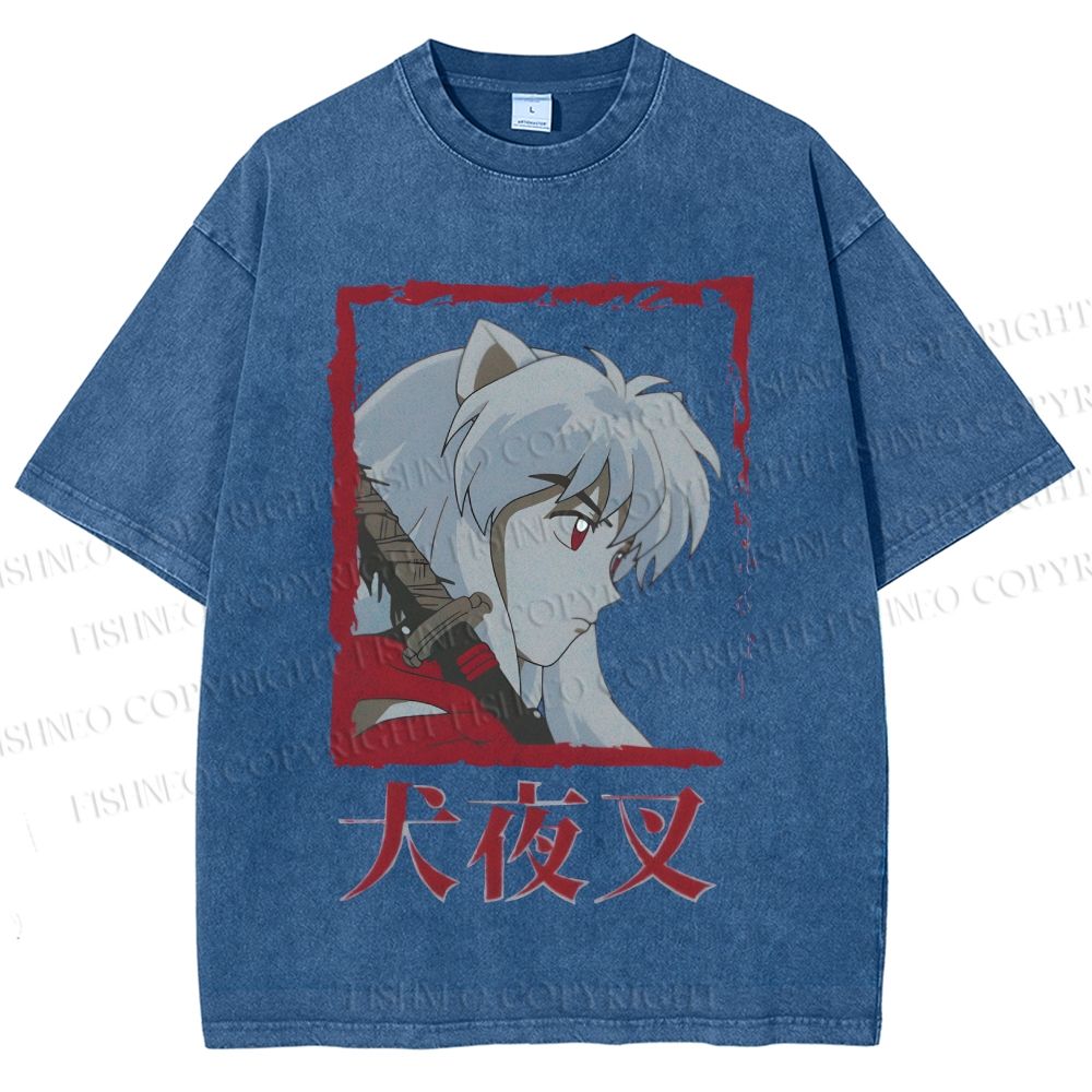 Unisex Inuyasha Printed Washed Tee