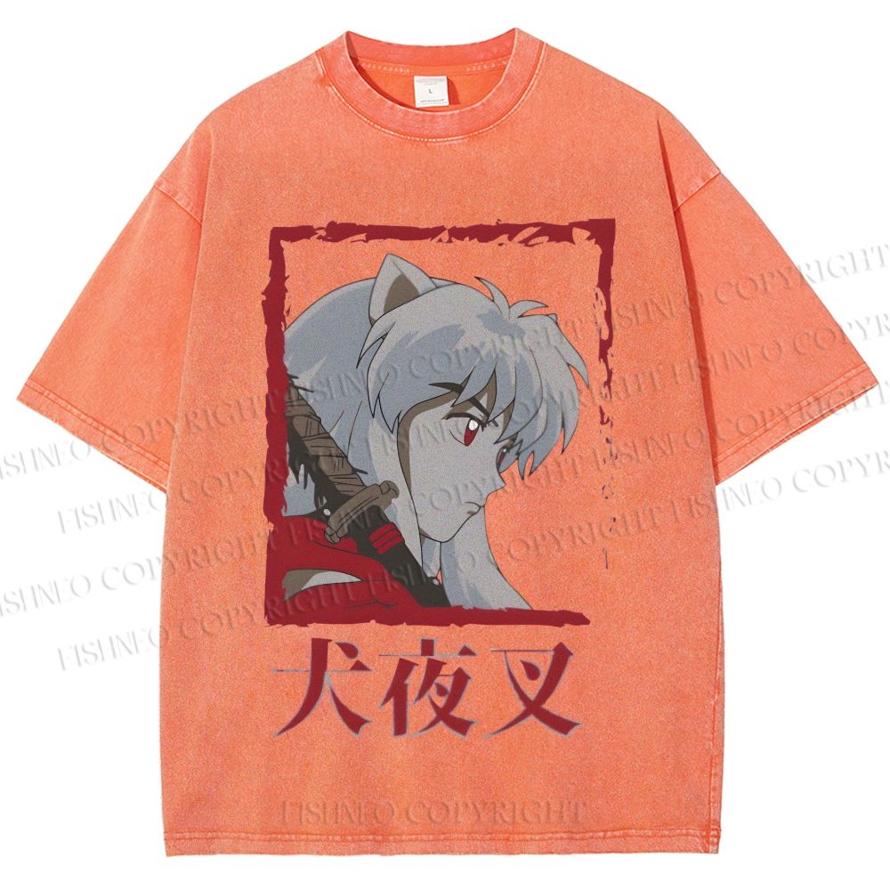Unisex Inuyasha Printed Washed Tee