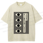 Unisex Geometric Art Eyes Printed Washed Tee