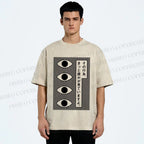 Unisex Geometric Art Eyes Printed Washed Tee