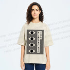 Unisex Geometric Art Eyes Printed Washed Tee