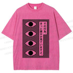 Unisex Geometric Art Eyes Printed Washed Tee