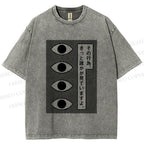 Unisex Geometric Art Eyes Printed Washed Tee