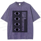 Unisex Geometric Art Eyes Printed Washed Tee