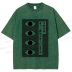 Unisex Geometric Art Eyes Printed Washed Tee