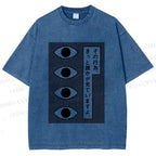 Unisex Geometric Art Eyes Printed Washed Tee