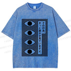 Unisex Geometric Art Eyes Printed Washed Tee