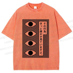 Unisex Geometric Art Eyes Printed Washed Tee