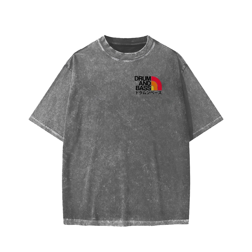Unisex Drum And Bass Front And Back Printed Washed Tee