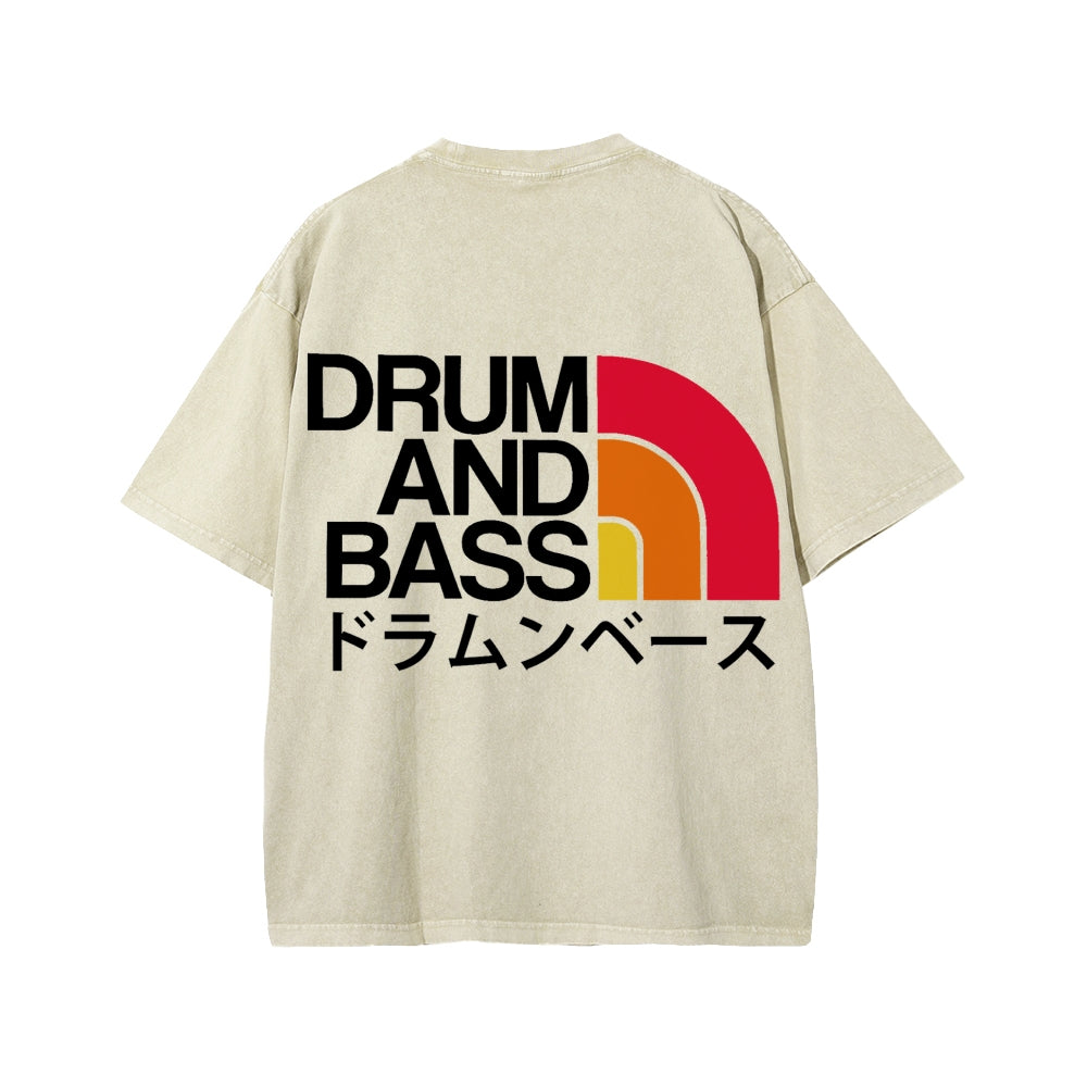 Unisex Drum And Bass Front And Back Printed Washed Tee