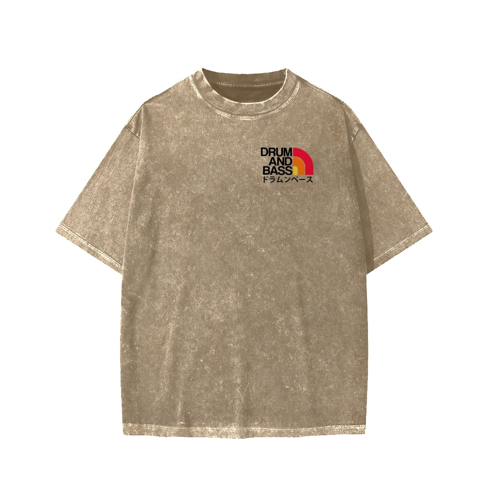 Unisex Drum And Bass Front And Back Printed Washed Tee