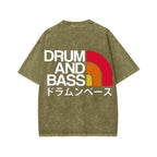 Unisex Drum And Bass Front And Back Printed Washed Tee