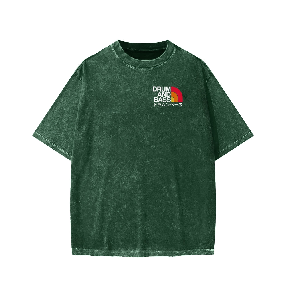 Unisex Drum And Bass Front And Back Printed Washed Tee
