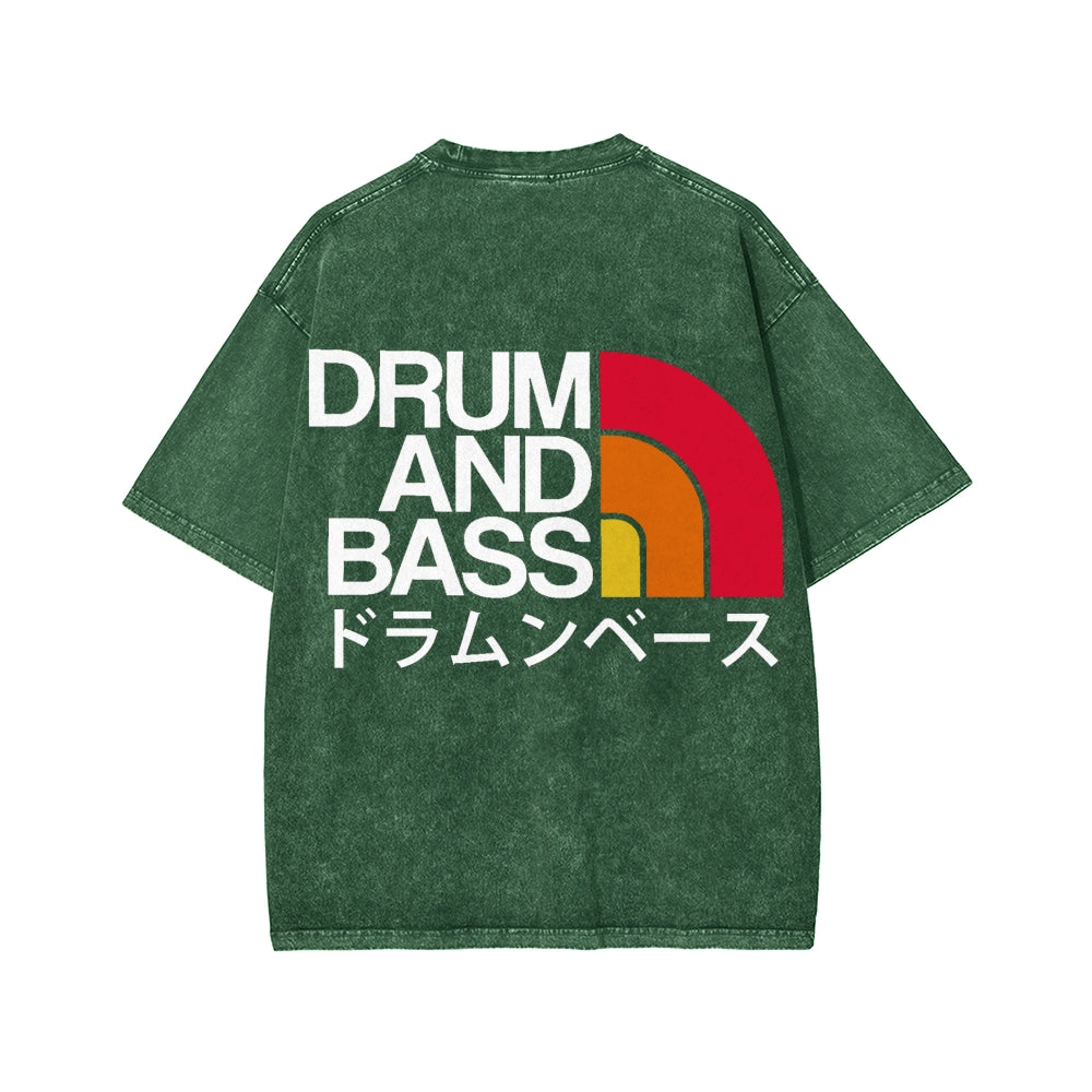 Unisex Drum And Bass Front And Back Printed Washed Tee