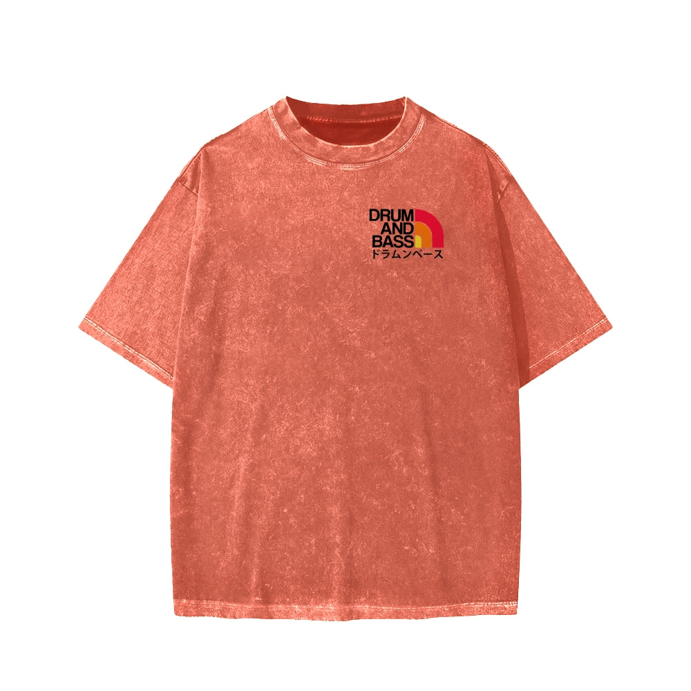 Unisex Drum And Bass Front And Back Printed Washed Tee