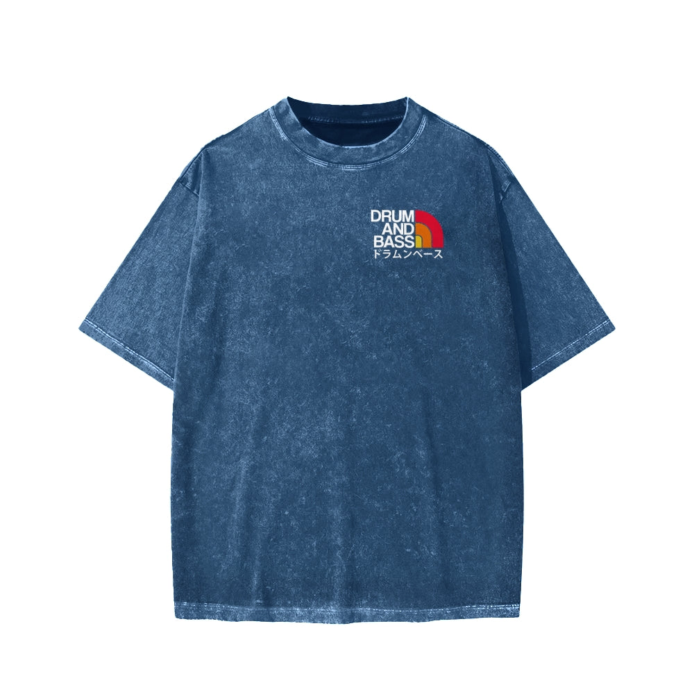Unisex Drum And Bass Front And Back Printed Washed Tee