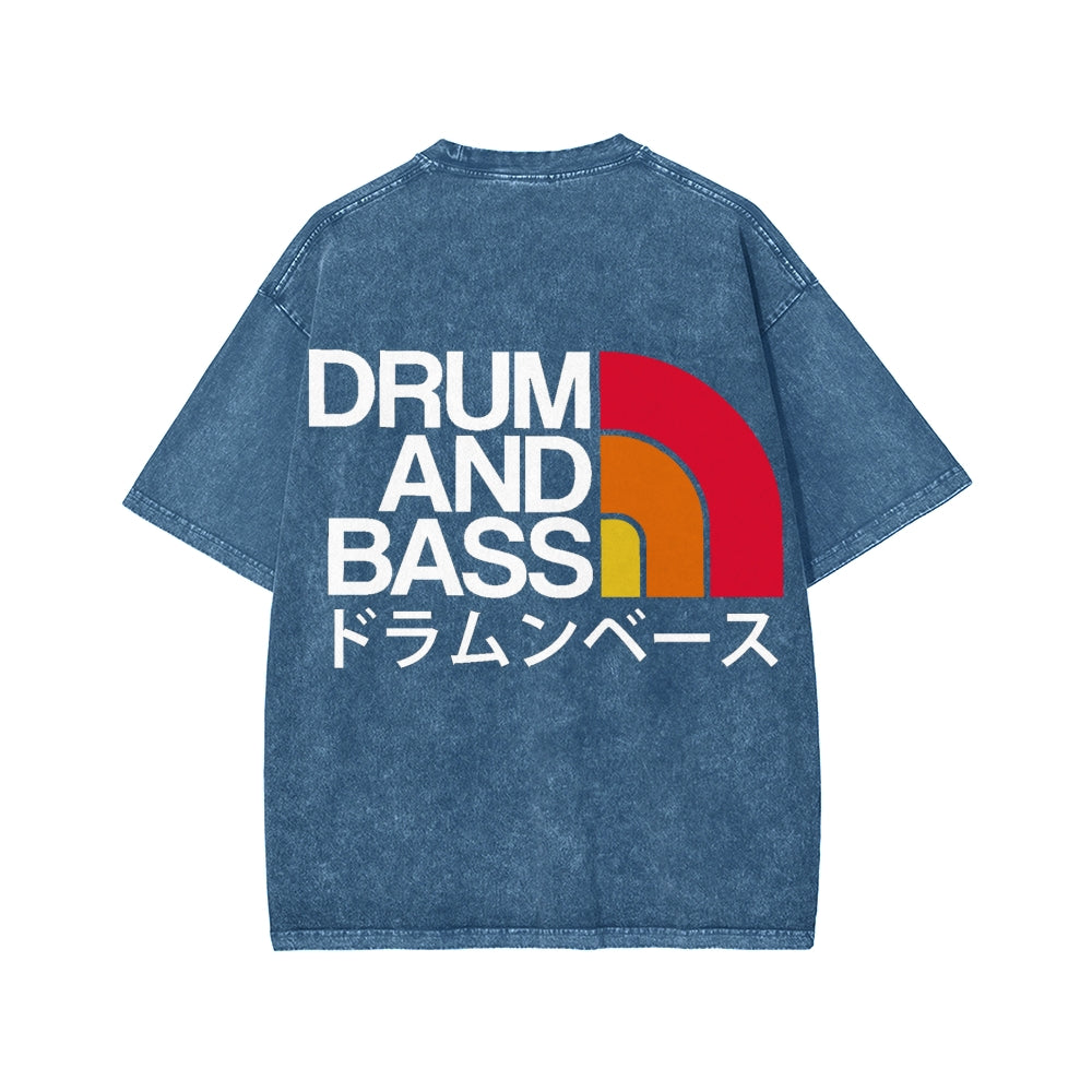Unisex Drum And Bass Front And Back Printed Washed Tee