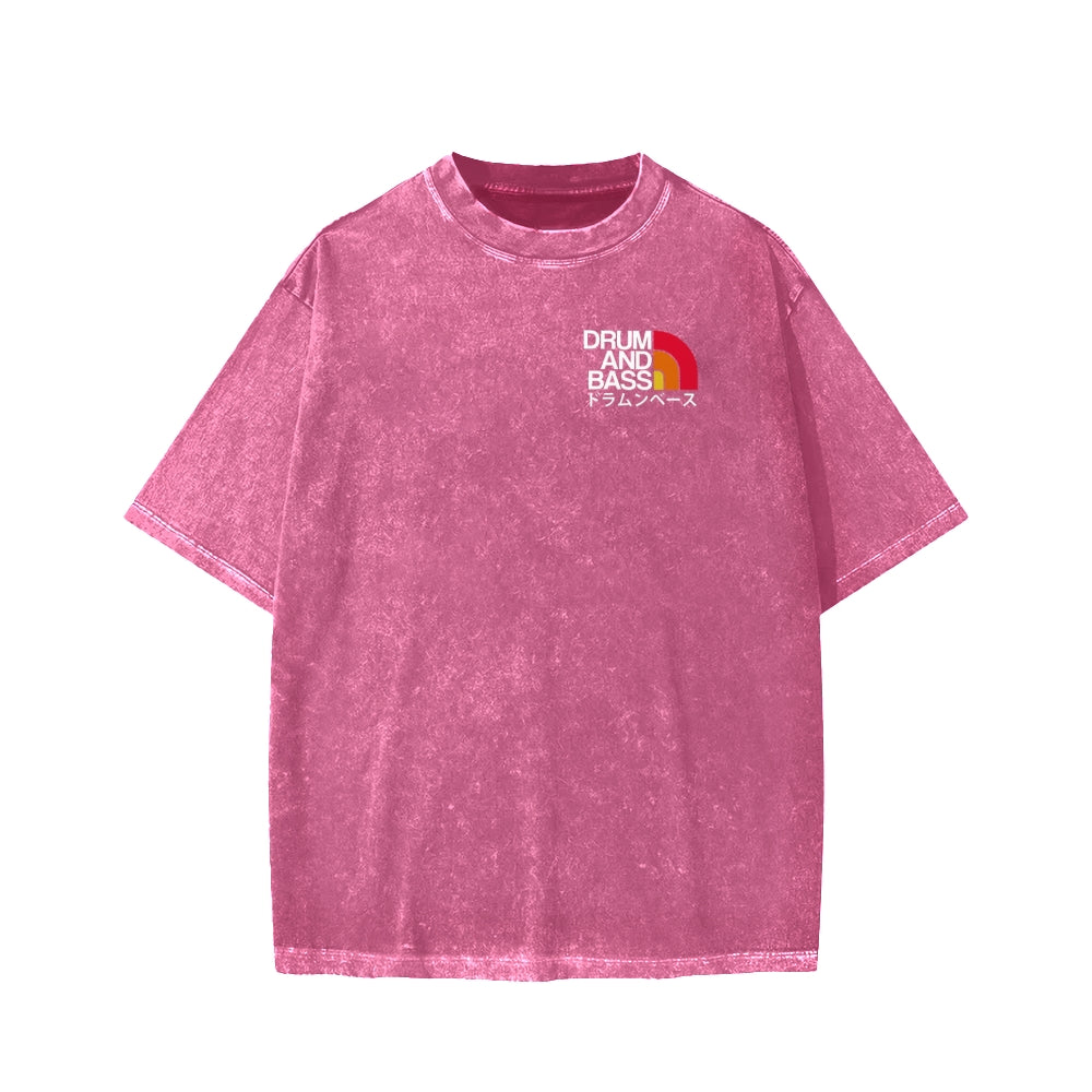 Unisex Drum And Bass Front And Back Printed Washed Tee