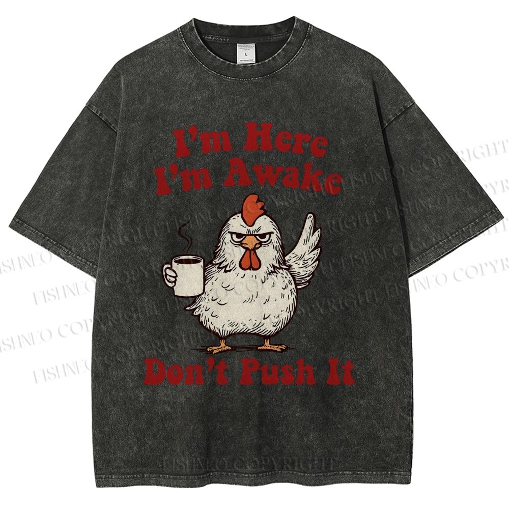 Unisex Chicken Printed Washed Tee