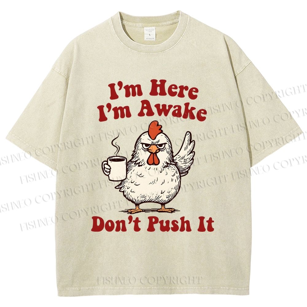 Unisex Chicken Printed Washed Tee