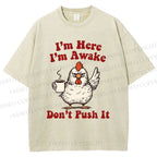 Unisex Chicken Printed Washed Tee