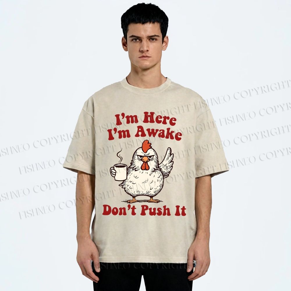 Unisex Chicken Printed Washed Tee